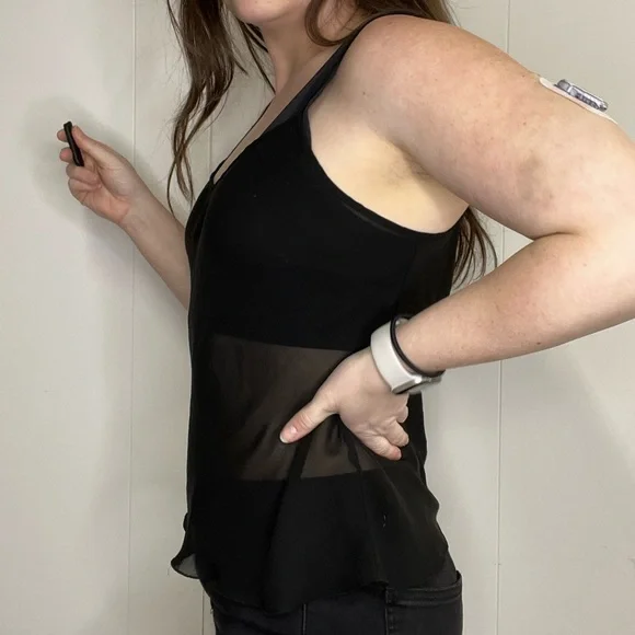 Y2K Sheer Black Cami Sleeveless Tank Top Size Medium - Picture 3 of 11